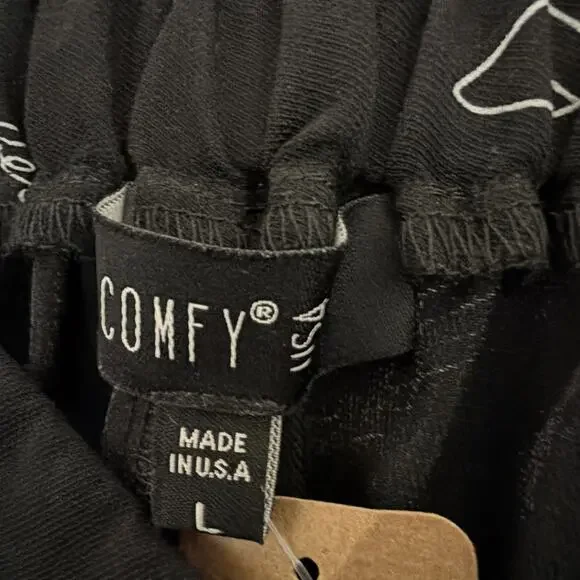 Comfy USA Black With Graphic Design & Pockets Long Skirt #1315 Size LARGE - Picture 5 of 5